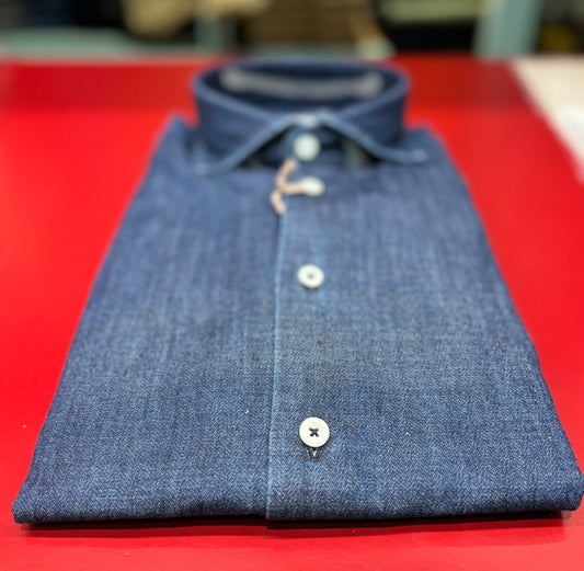 Bastoncino Camicia di cotone effetto jeans BLU DENIM