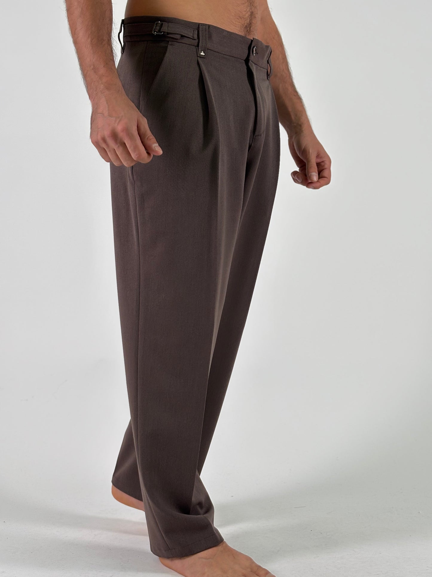 Berna Pantalone japan con cinturini regolabili MARRONE