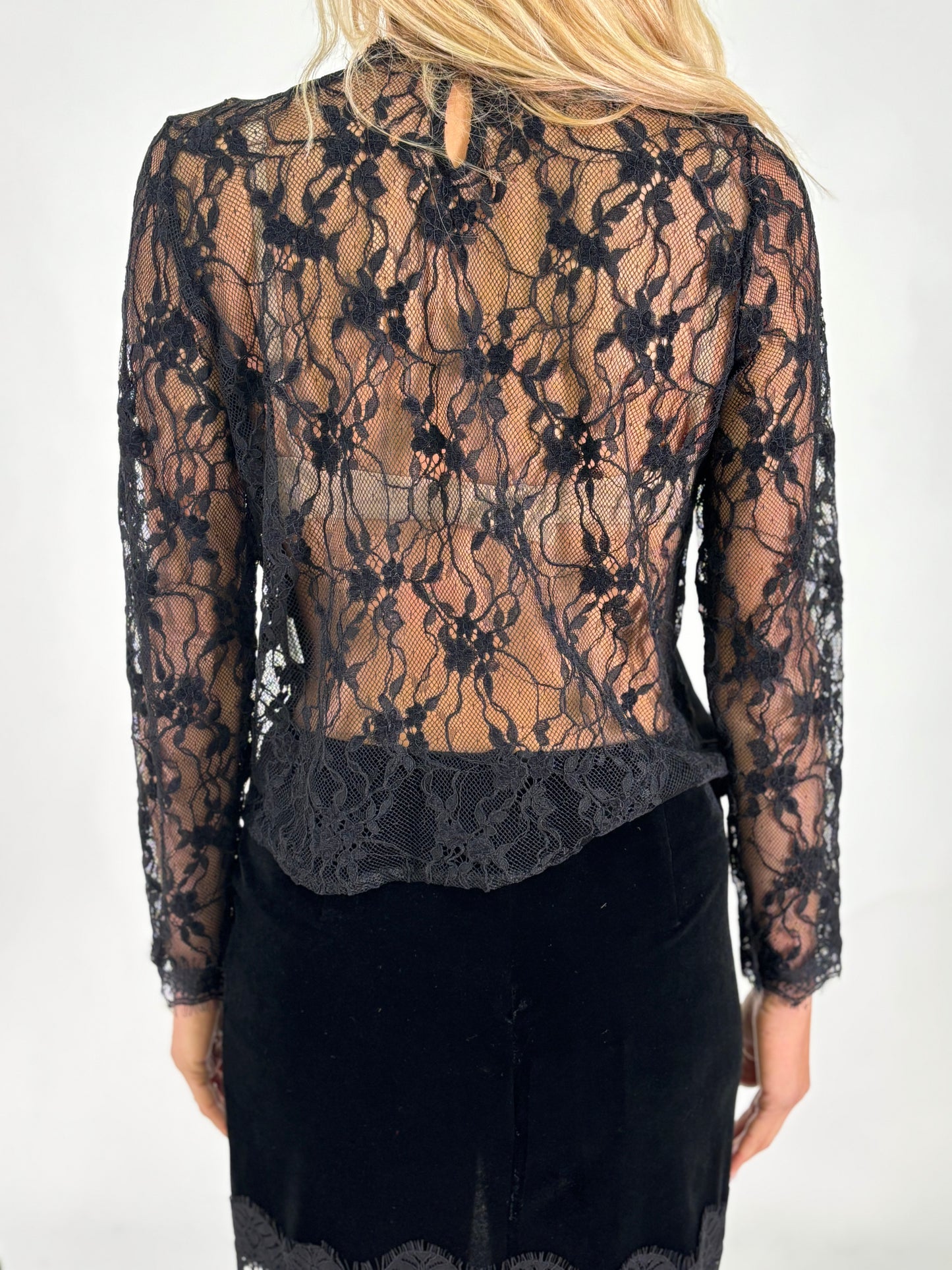 Tensione In Blusa ml in pizzo NERO