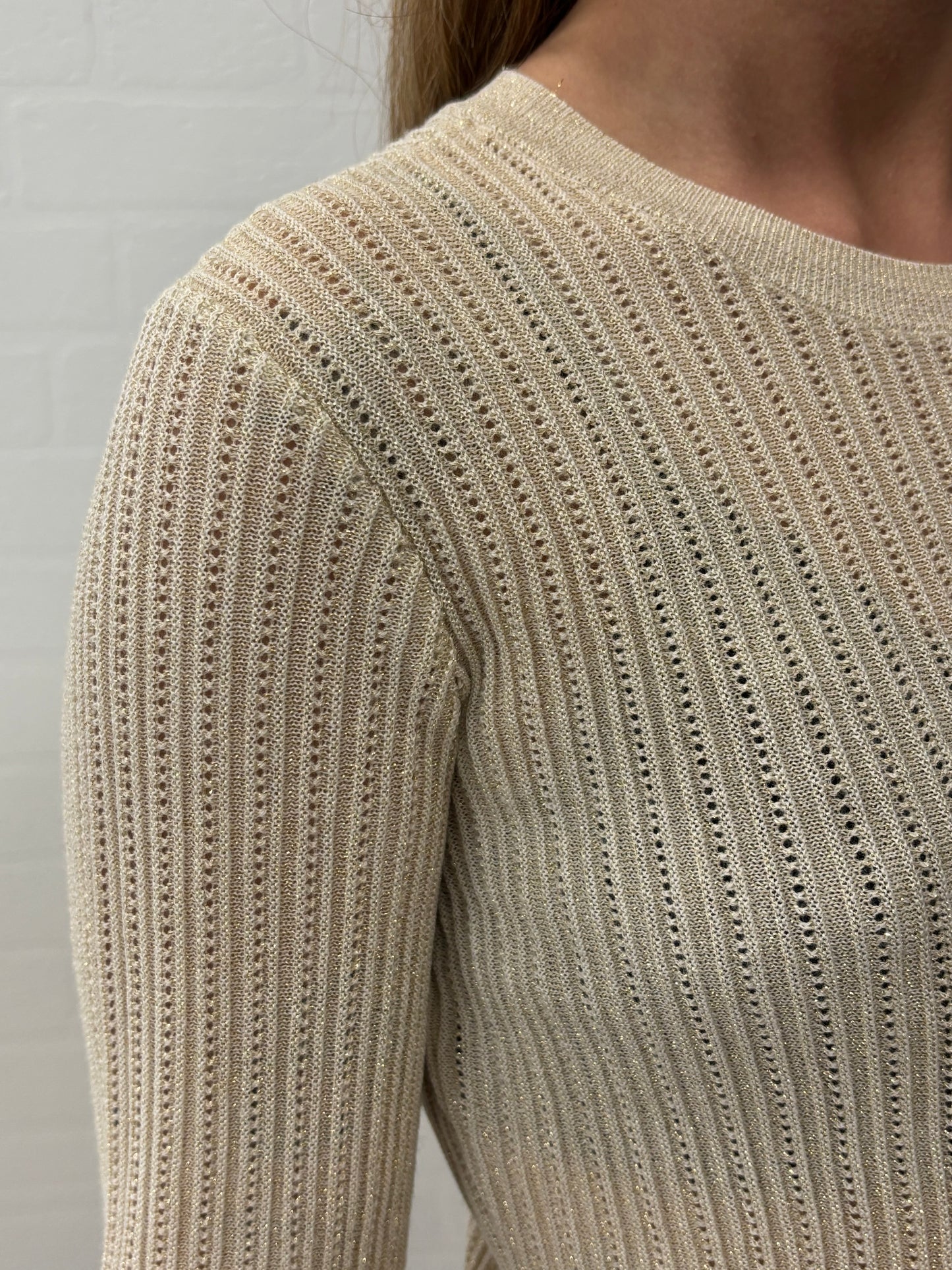 Kocca Maglia girocollo a coste lurex oro BEIGE