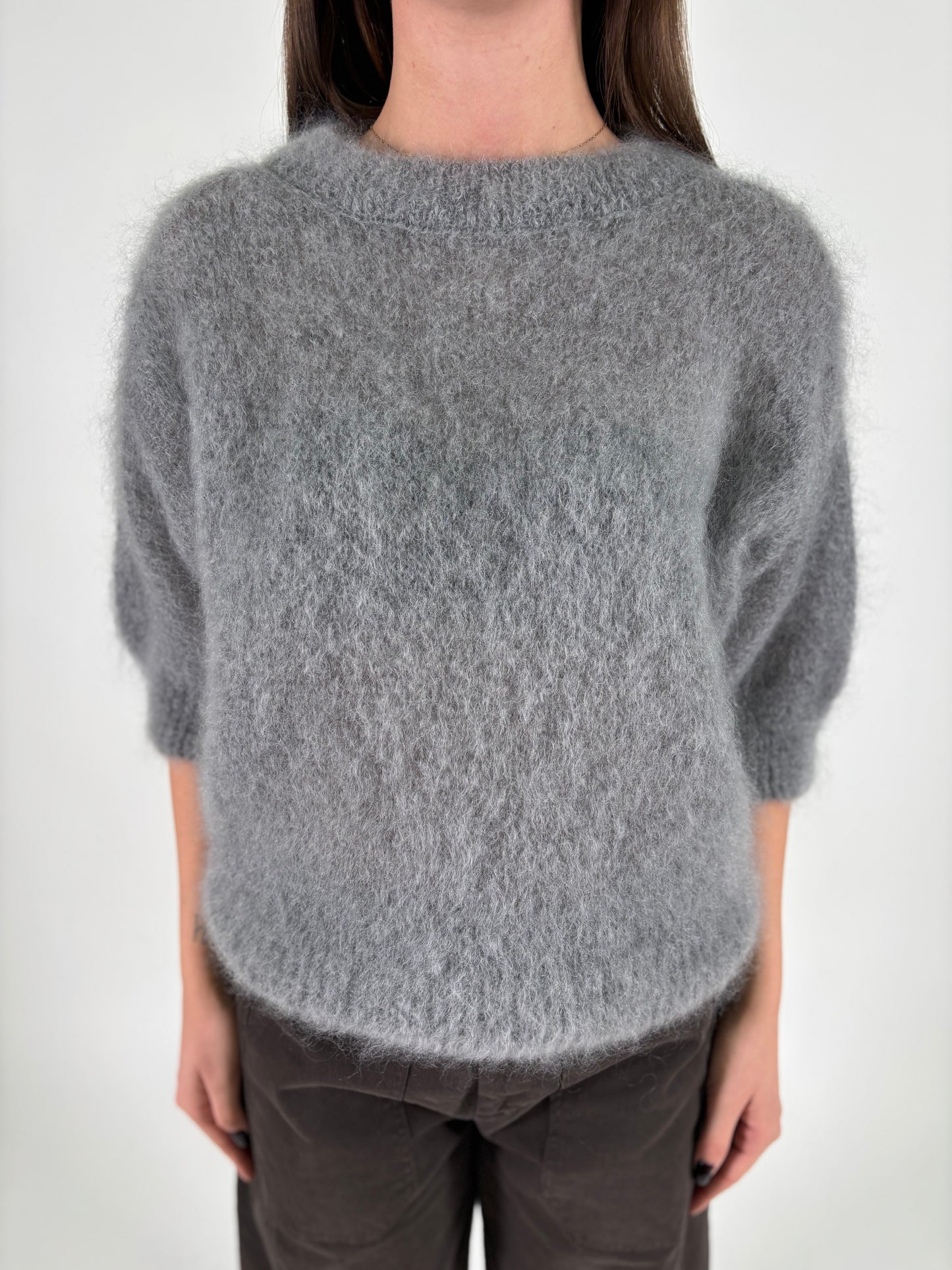 DIXIE maglia mohair m/corta GRIGIO