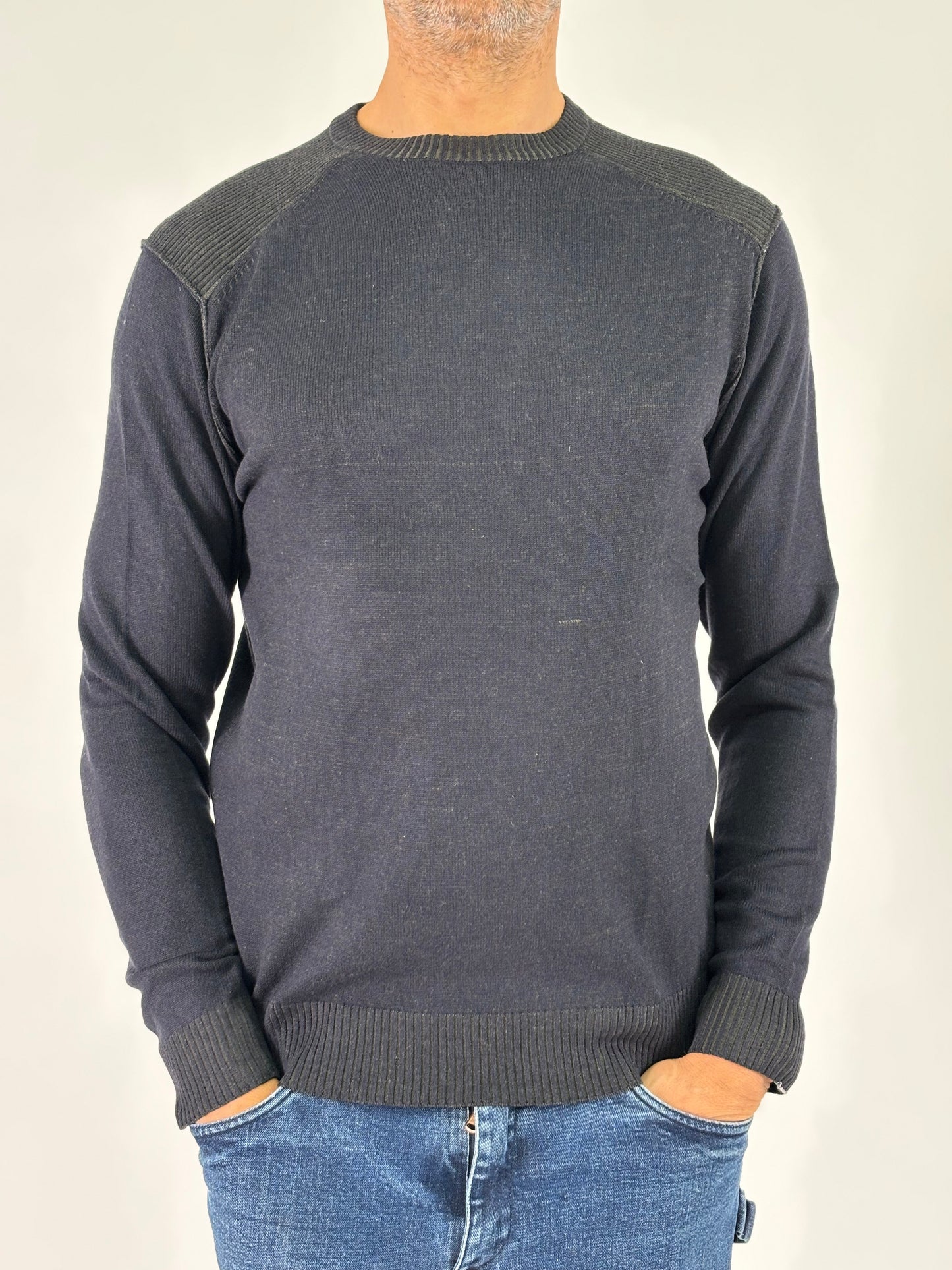 Loft88 Maglia girocollo ml costine sulla spalla BLU