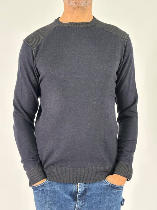 Loft88 Maglia girocollo ml costine sulla spalla BLU