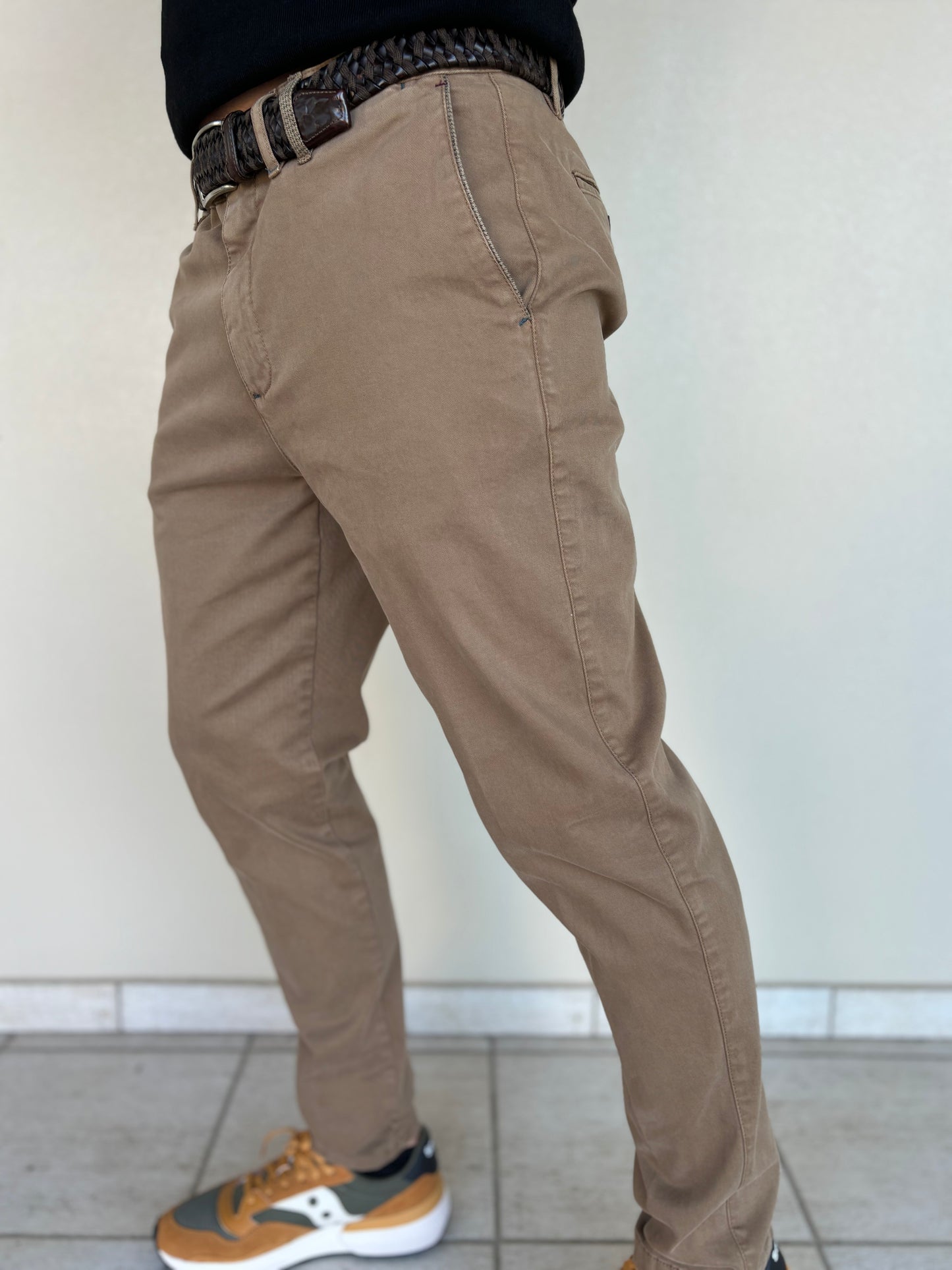 Savoir Faire Pantalone tasca uomo con profili sulle tasche e passanti CAMMELLO