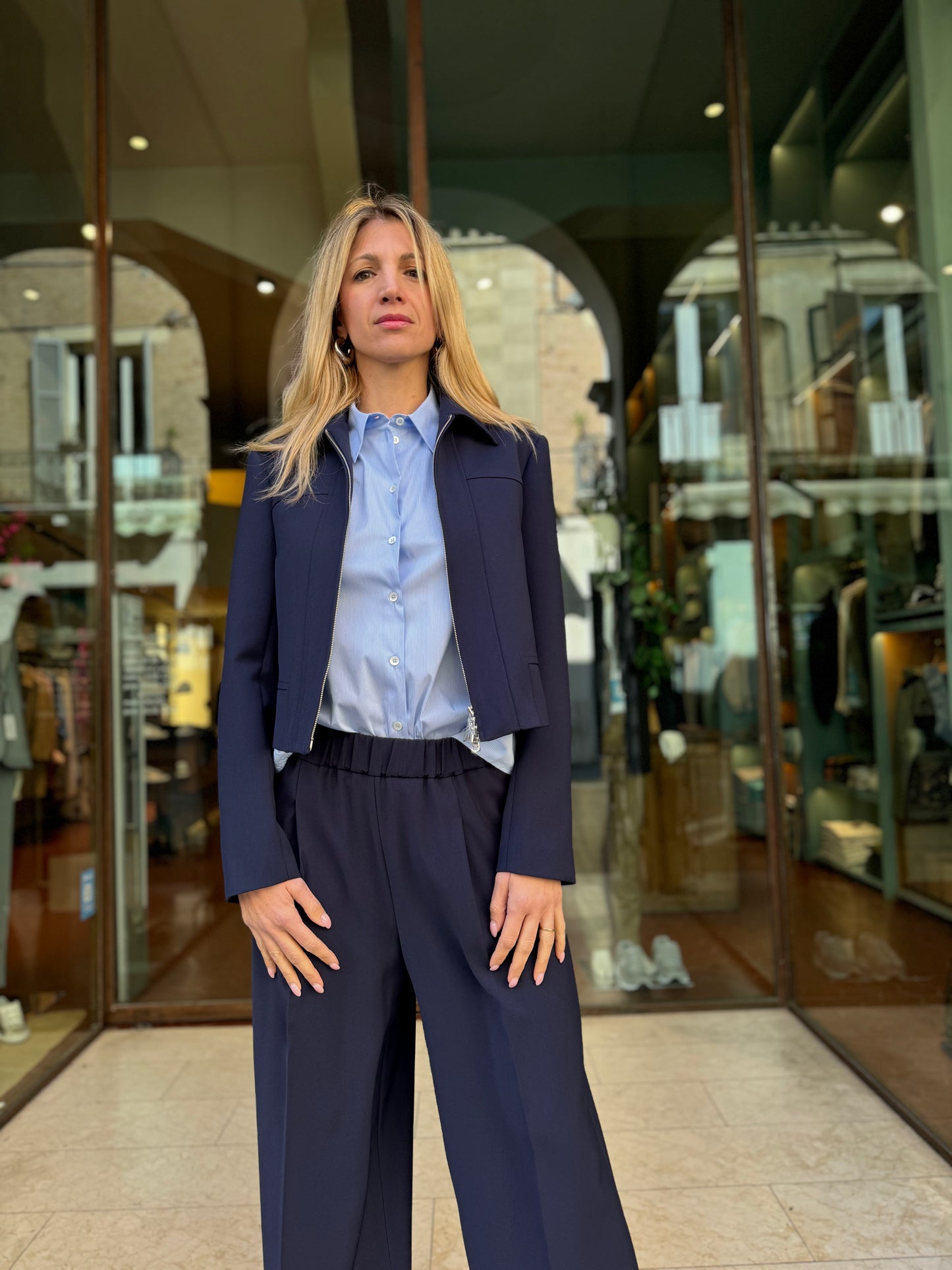 Patrizia Pepe Giubbino con zip doppio cursore e tasche BLU