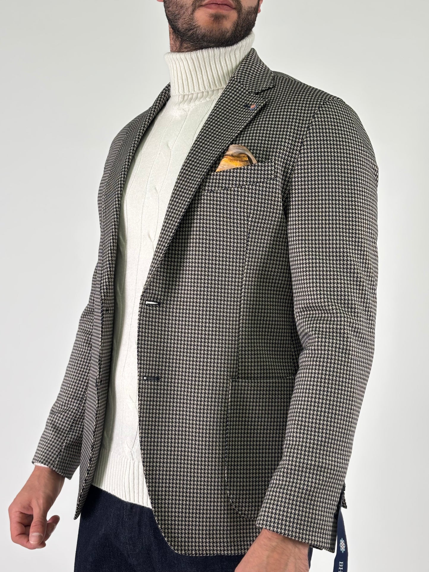 Bharnaba giacca jersey pied de paule BLU-BEIGE