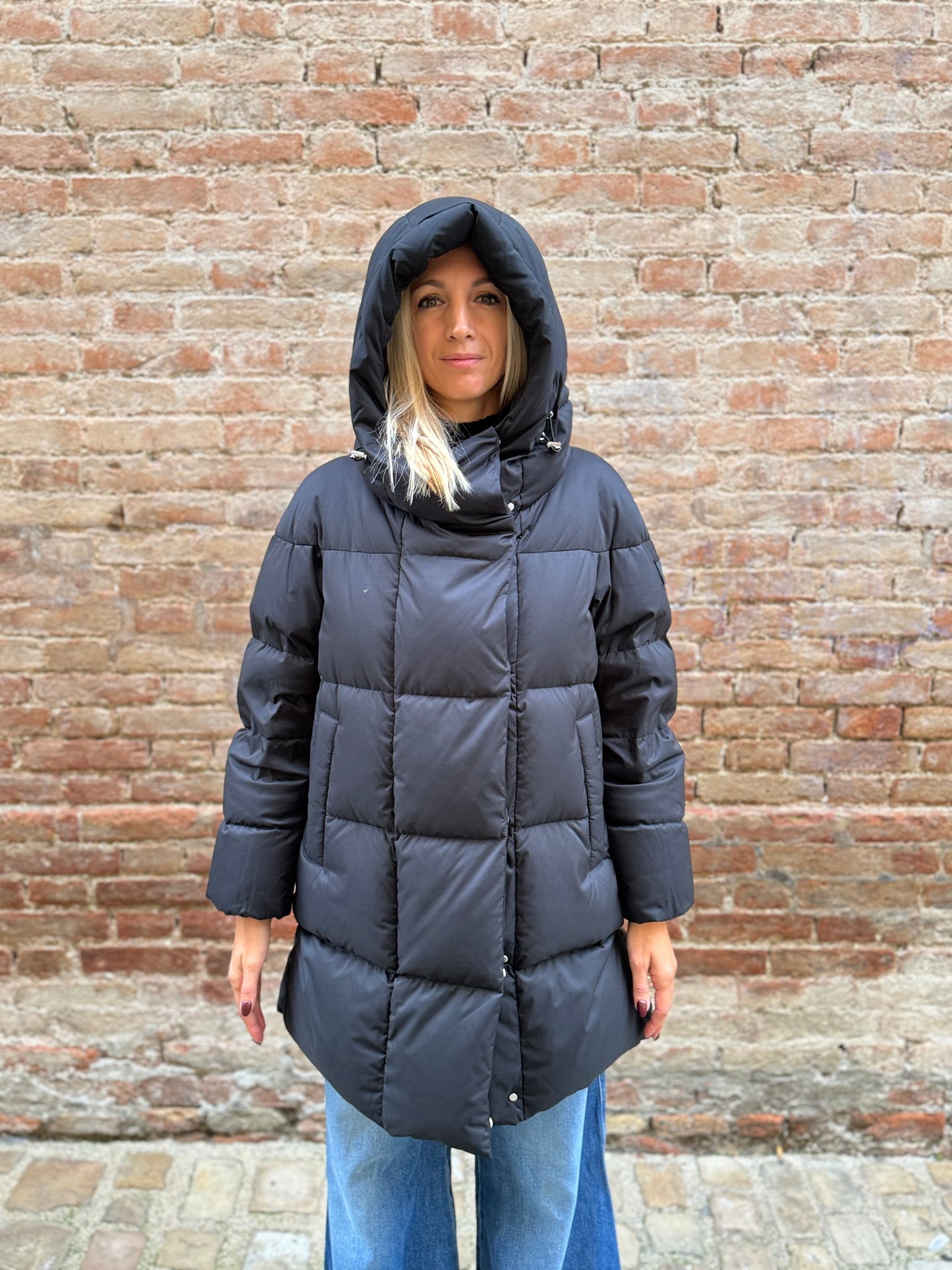 Add Cappotto piumino con cappuccio fisso con elastico a coulisse NERO