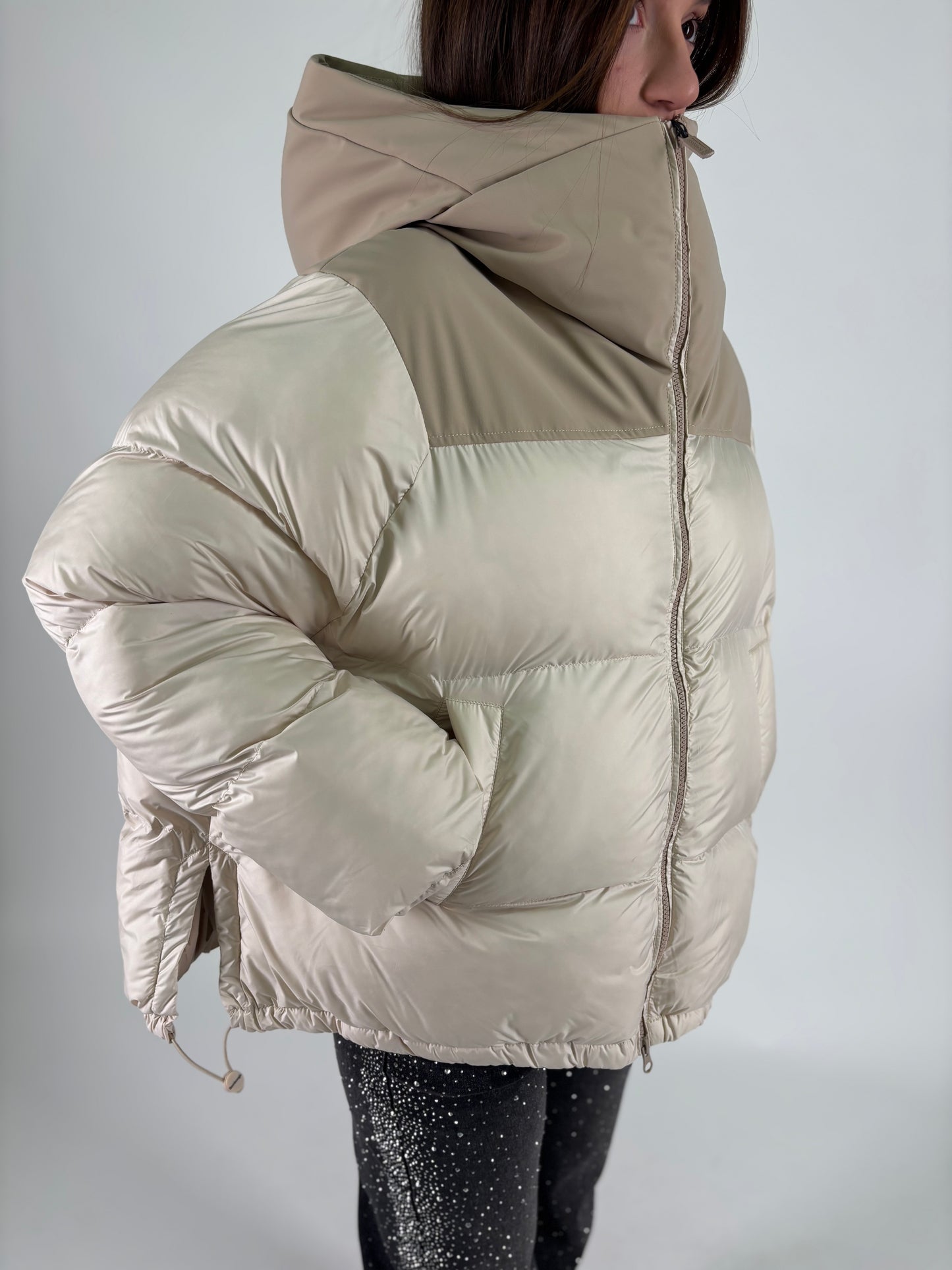 Bomboogie Piumino corto con cappuccio MILITARE