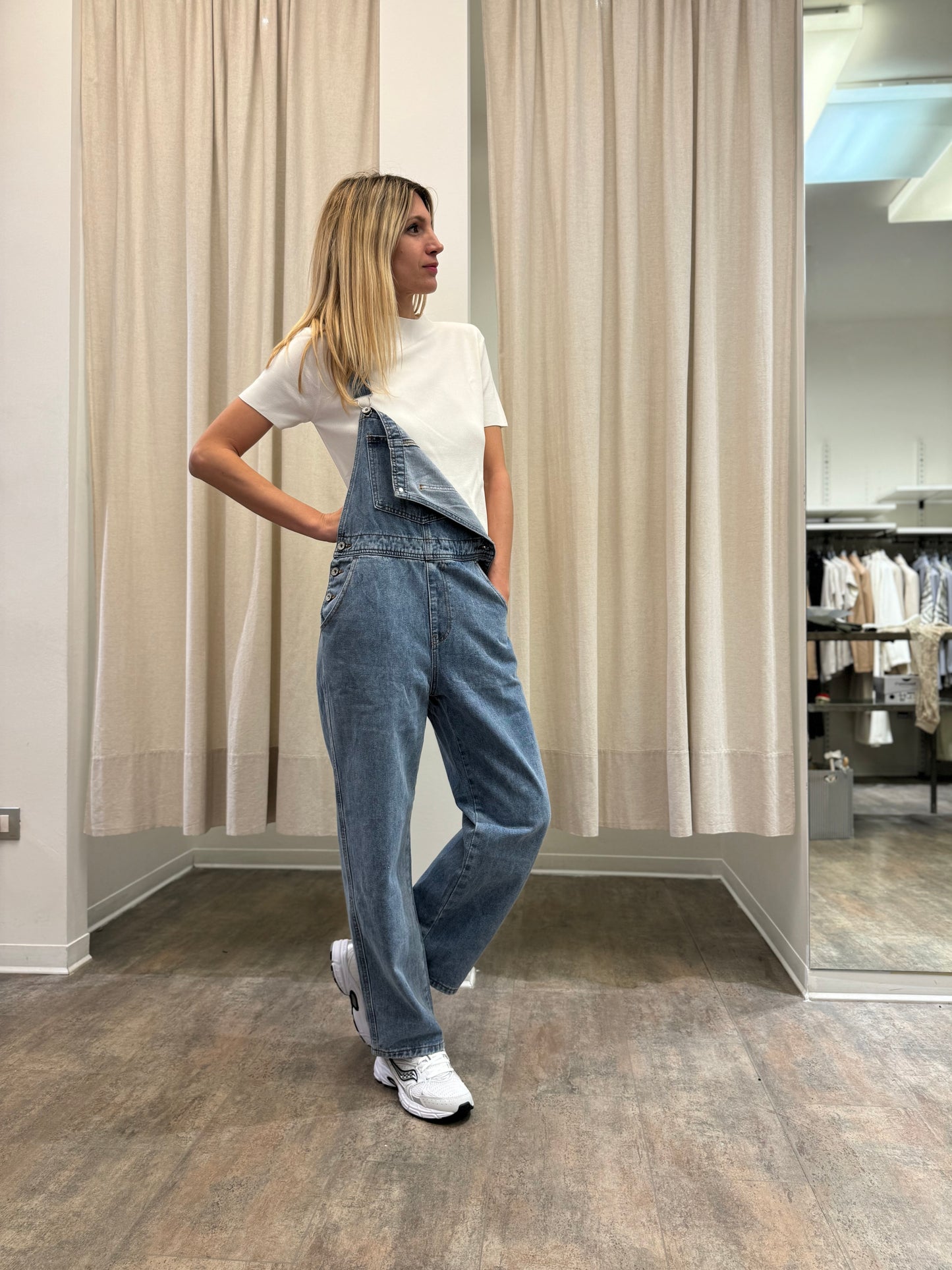 Susy Mix Tuta in jeans apertura bottoni laterali a pressione DENIM