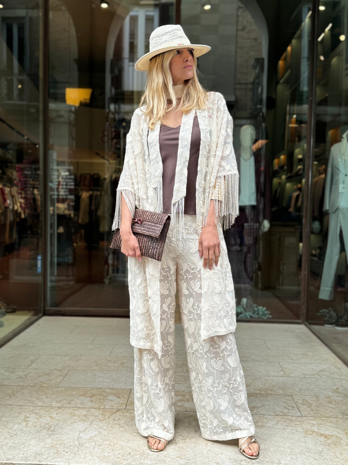 DIXIE giacca  kimono pizzo PANNA