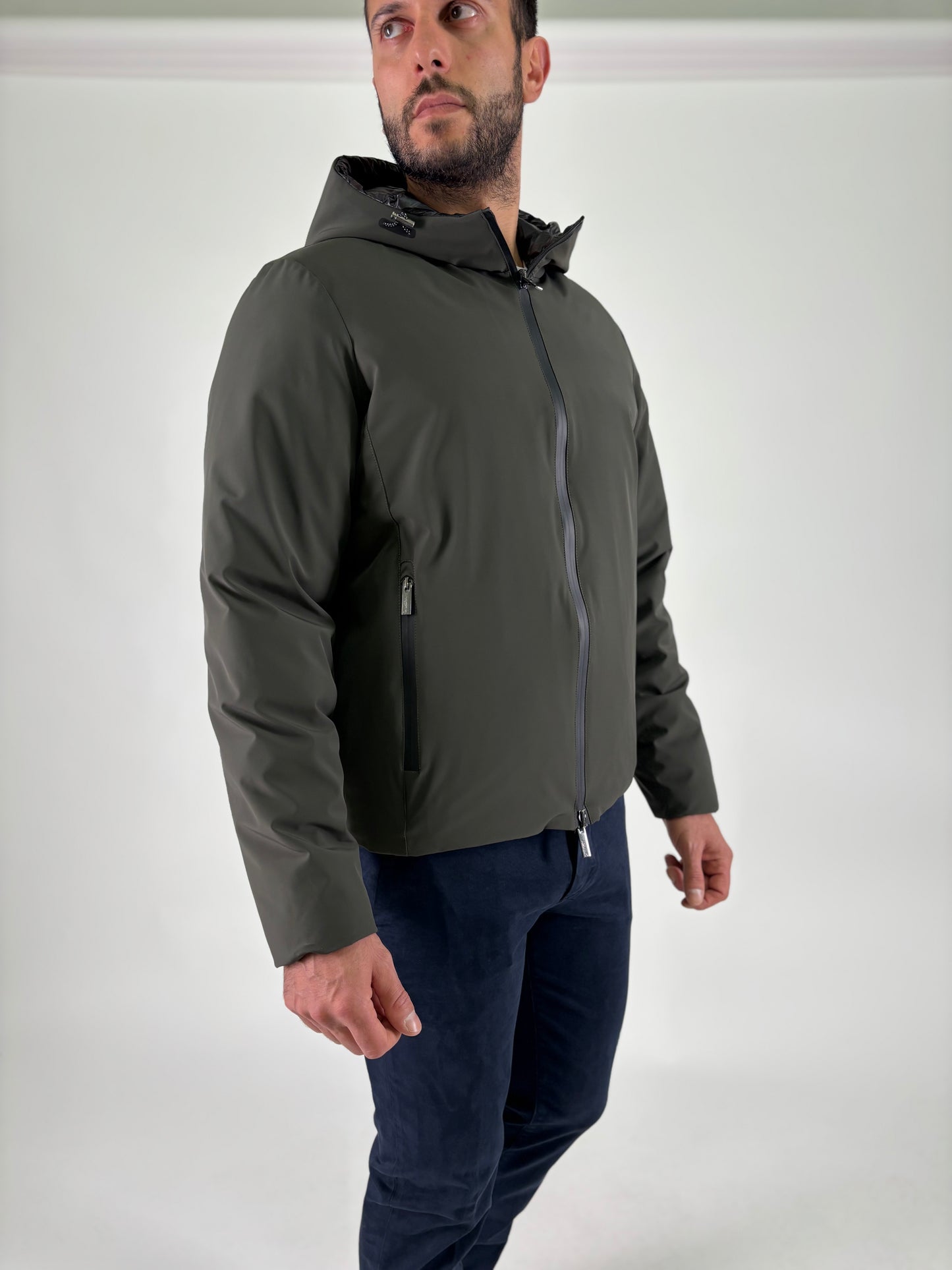 Heskimo Piumino corto reversibile con cappuccio MILITARE