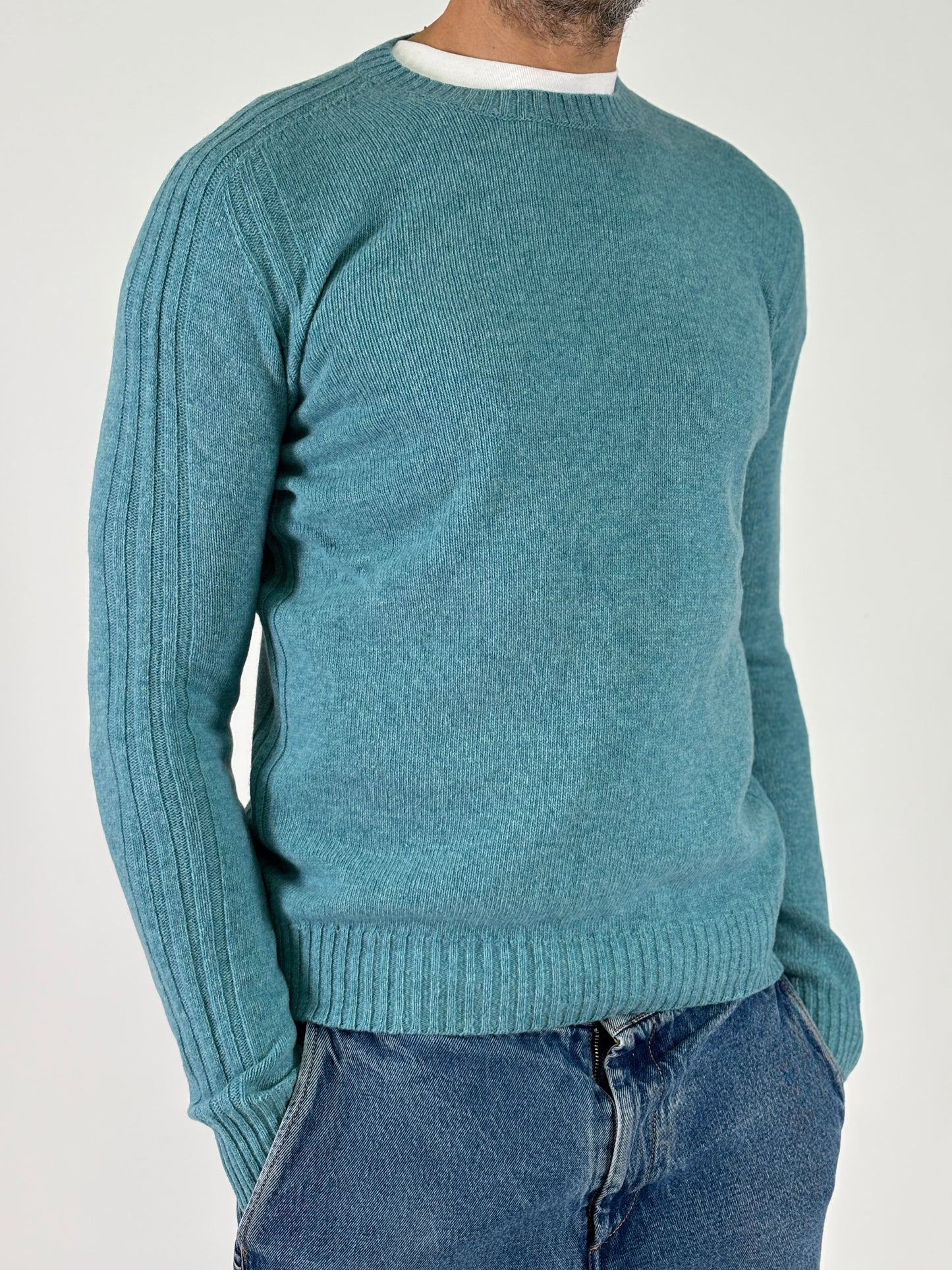 Retois Maglia girocollo ml in lana VERDE ACQUA