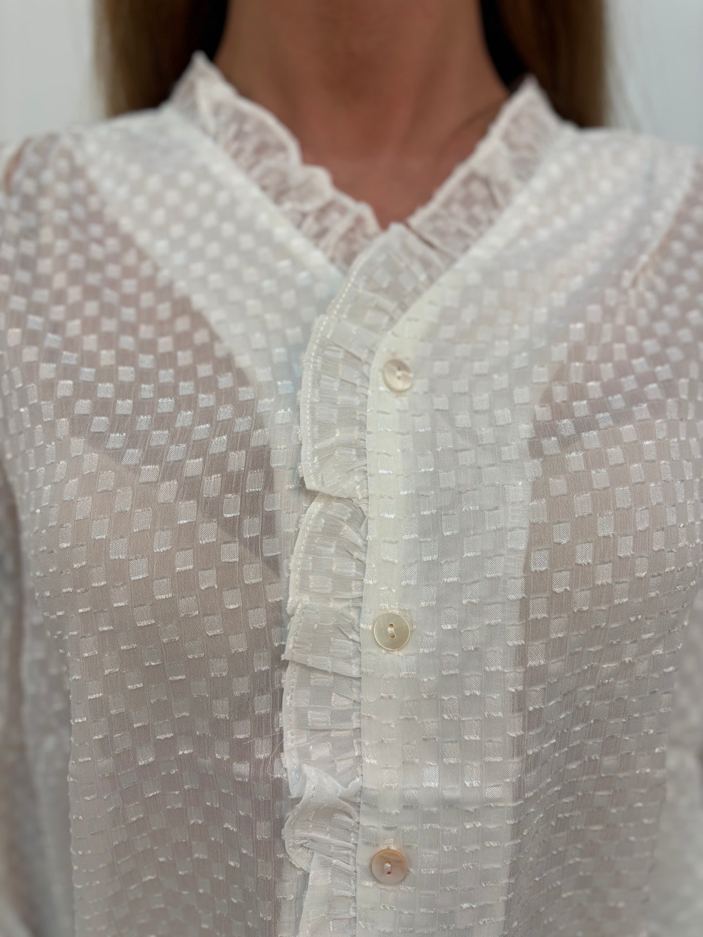 Molly Bracken Camicia ml V fantasia scacchetti BIANCO