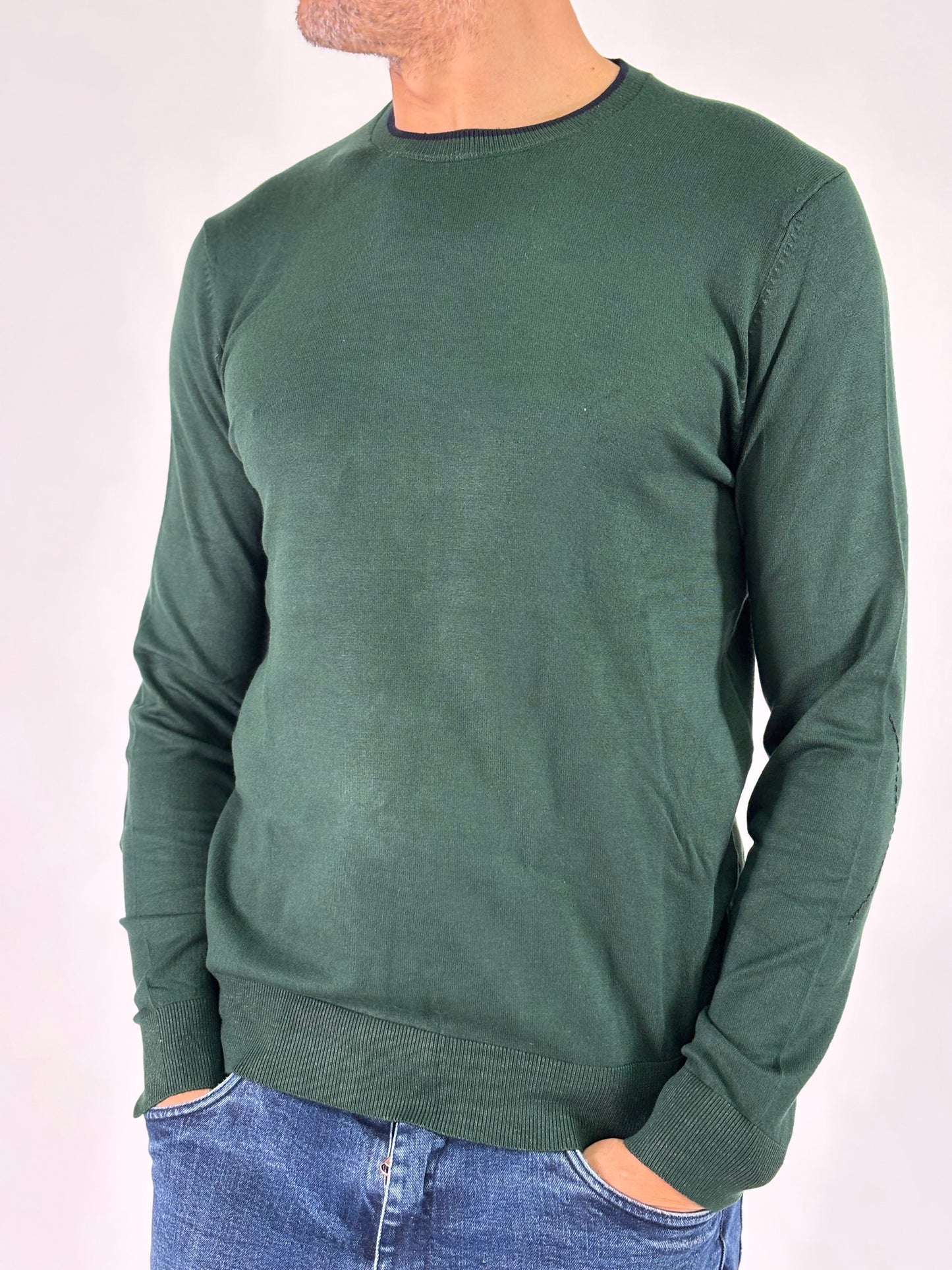 Markup Maglia girocollo ml con toppa gomito VERDE