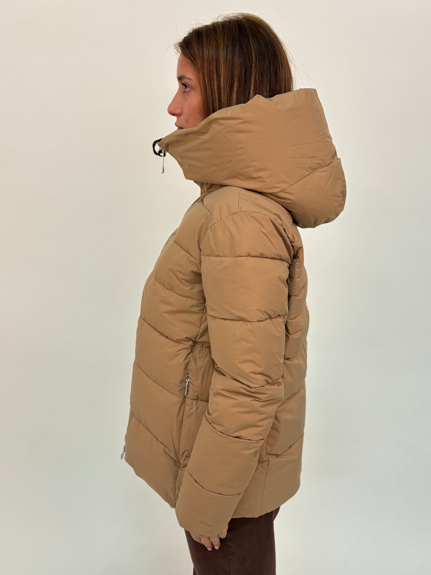 FREEDOMDAY piumino corto  ecodown con cappuccio BEIGE