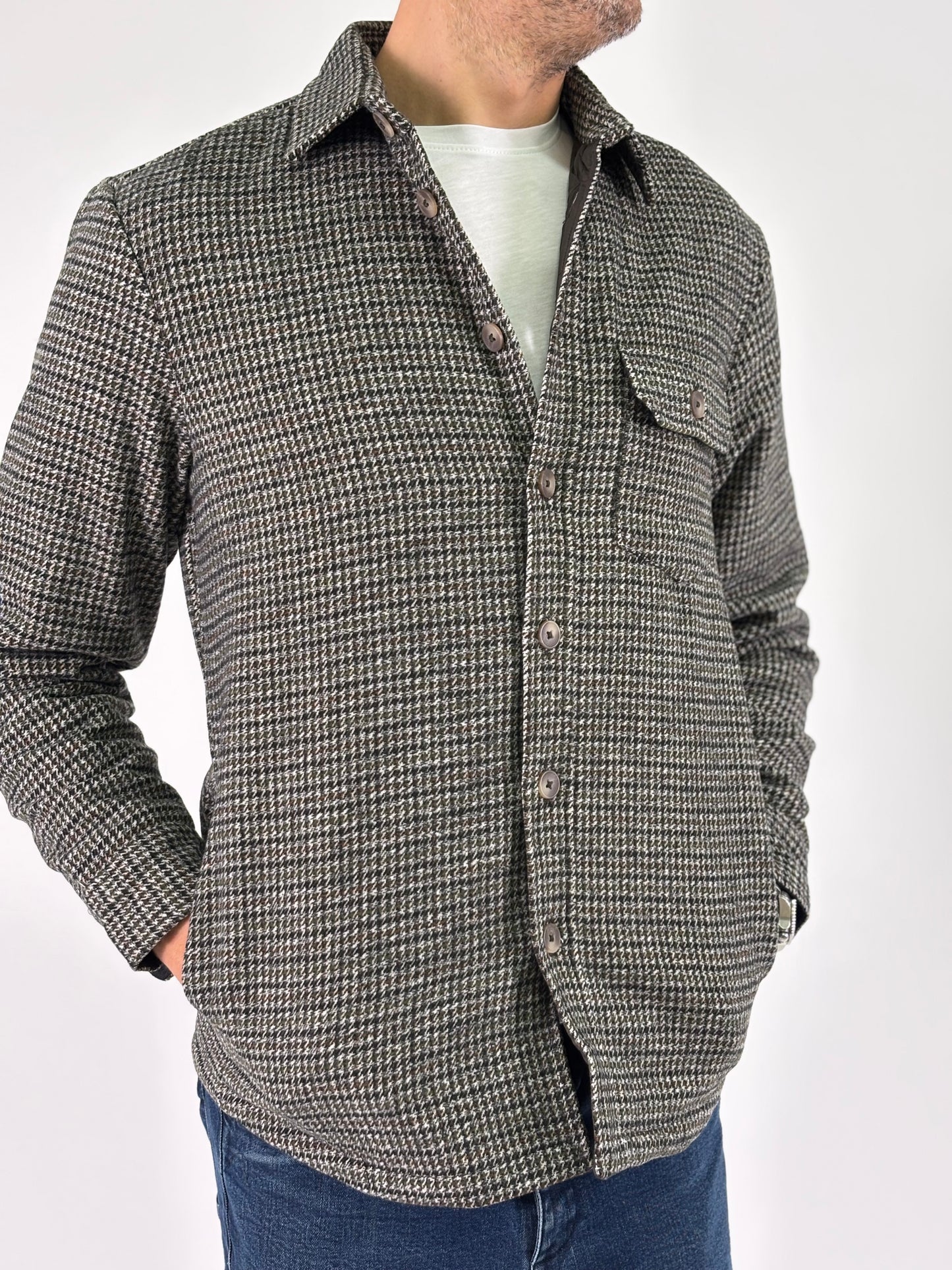 Philotinto Overshirt pied de poule VERDE/NERO/PANNA/COCCIO