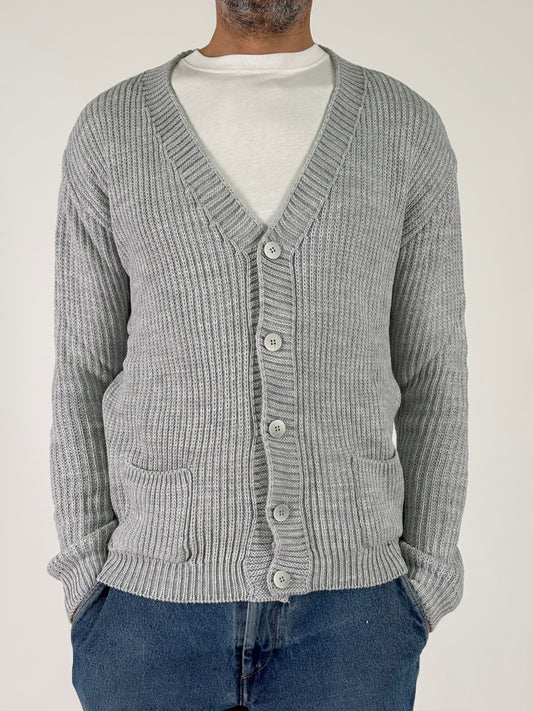 BL11 Cardigan collo V con tasche GRIGIO