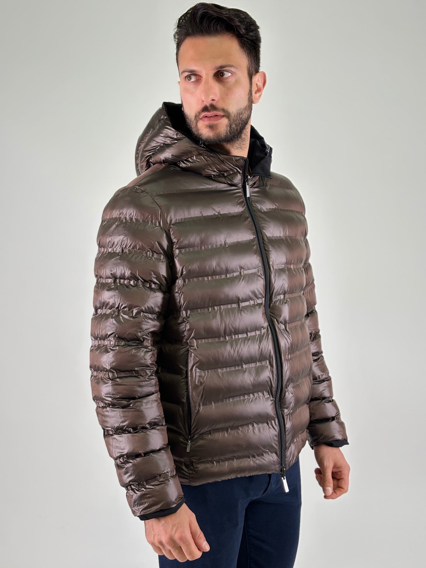 Heskimo Piumino corto reversibile con cappuccio NERO