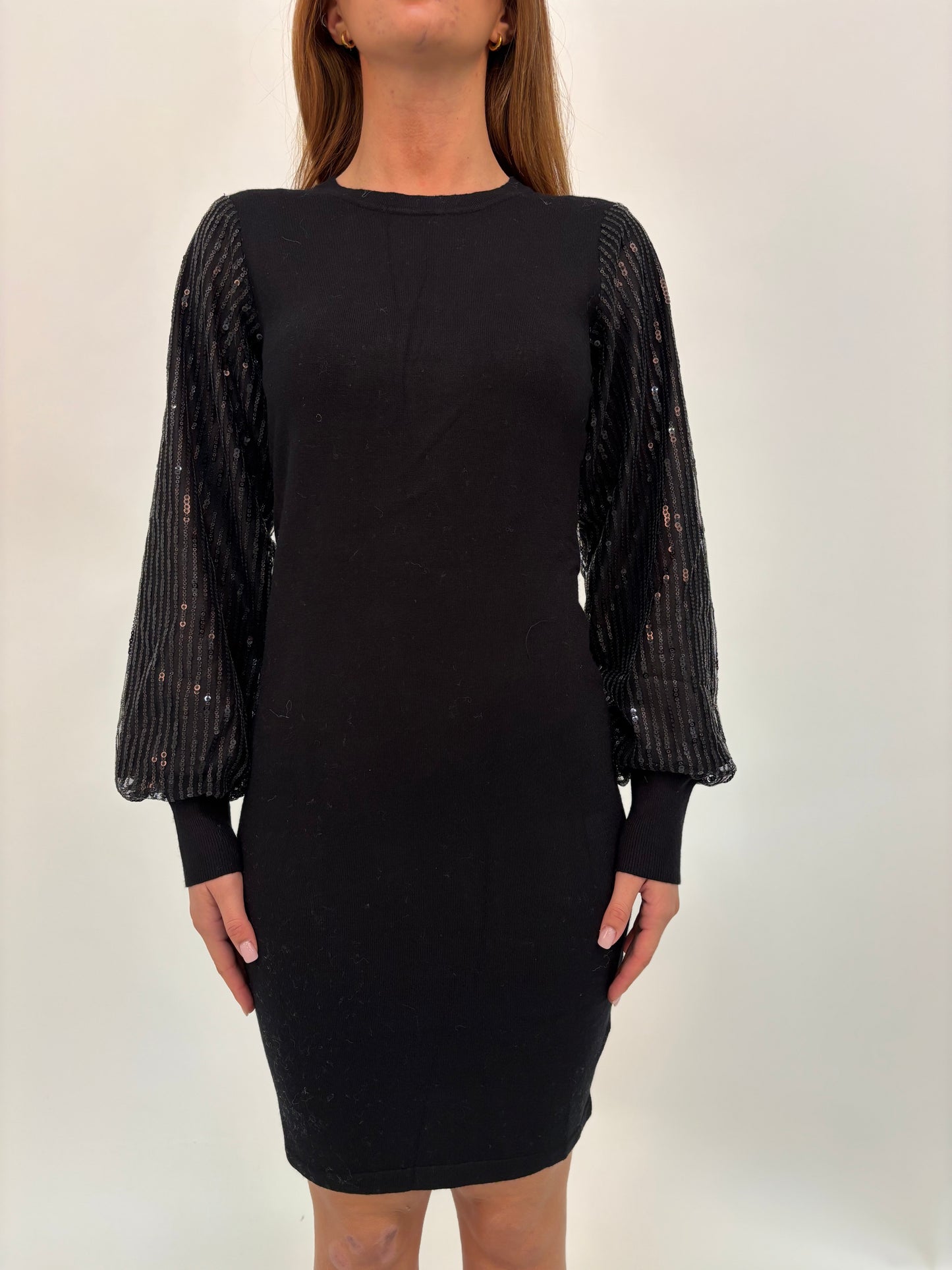 Molly Bracken Abito in maglia ml in paillettes NERO