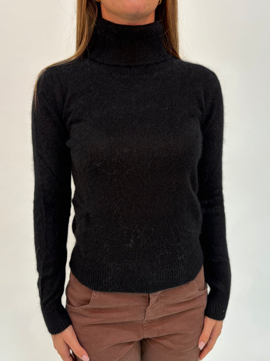 Kocca Maglia collo alto angora/lana NERO