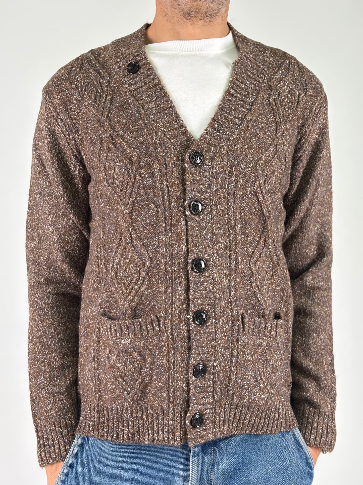 Markup Cardigan con trecce malfilè melange MARRONE