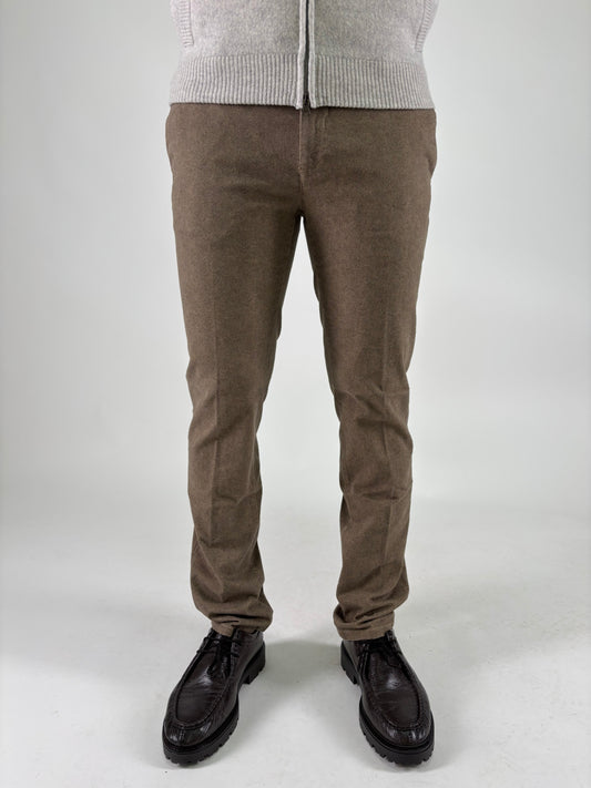 Teleria Zed Pantalone spinato slim TORTORA