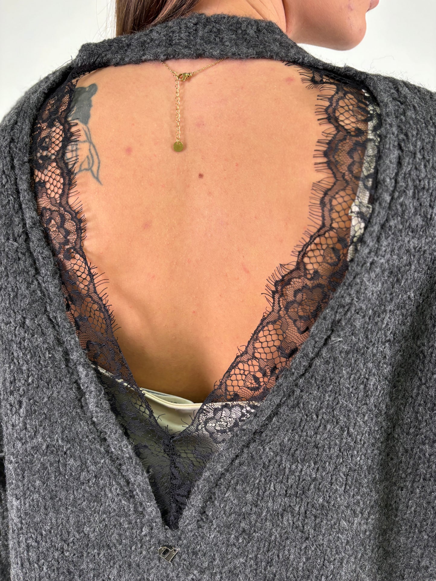 DIXIE cardigan scollo a v schiena ANTRACITE