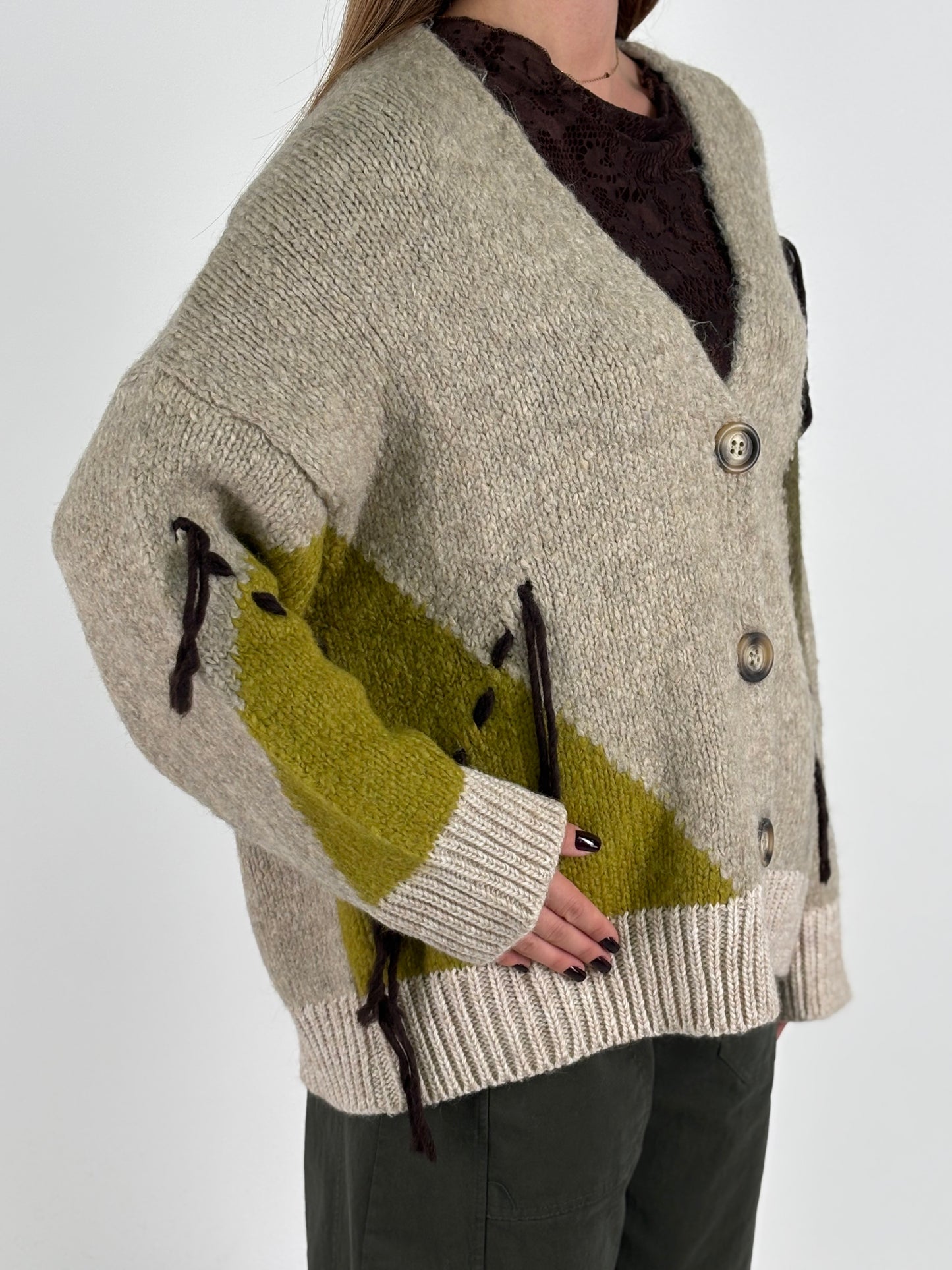 Eco Cardigan cropped collo V MULTICOLOR