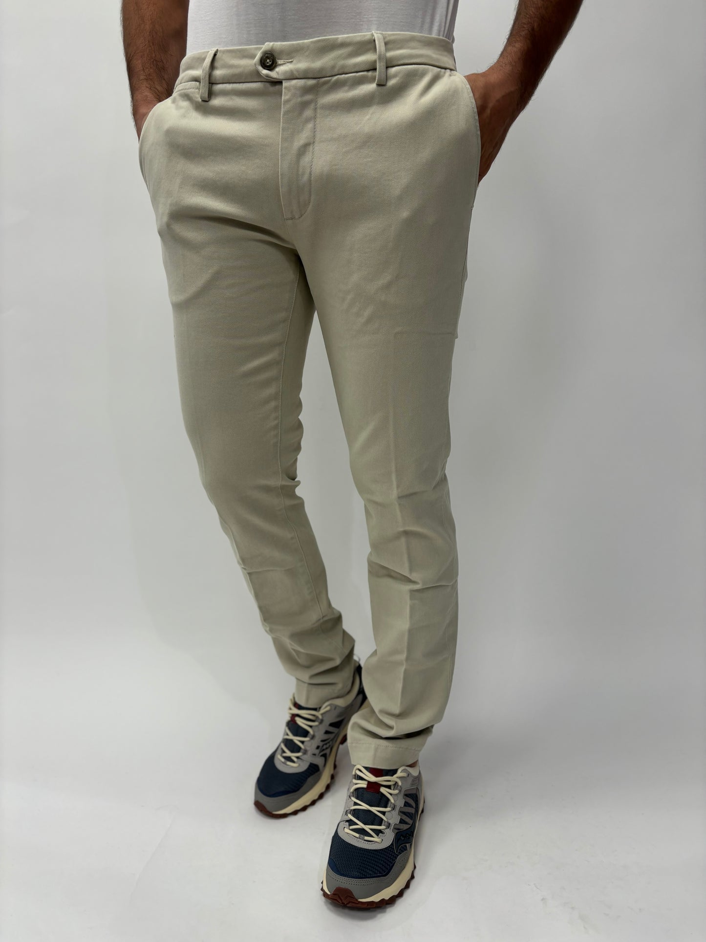 Teleria Zed Pantalone chino cotone tessuto diagonale BEIGE