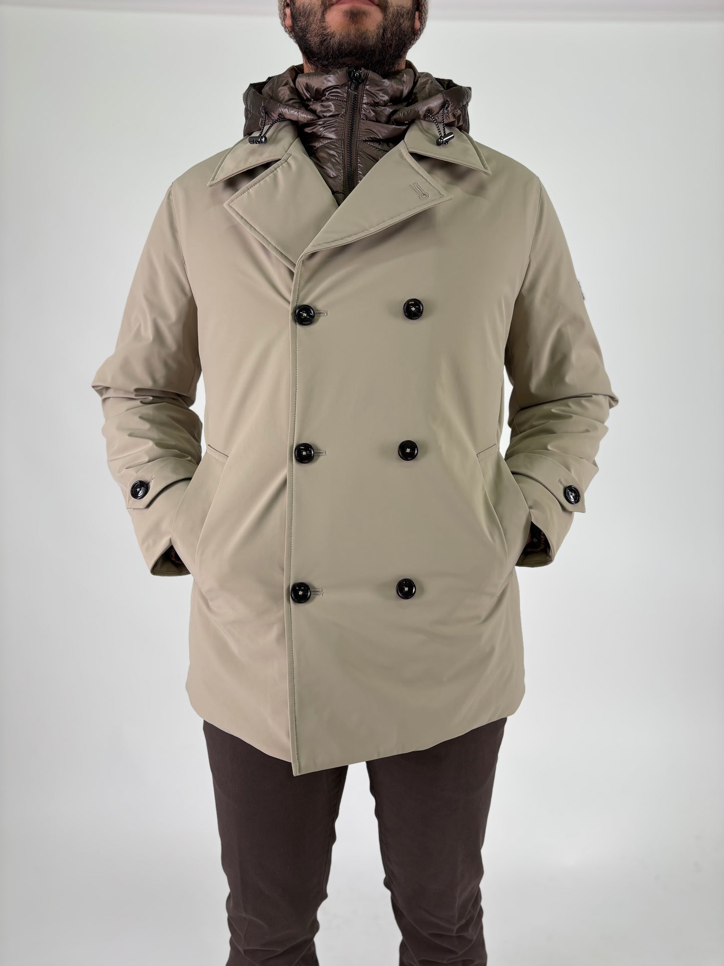 Heskimo Peacoat doppiopetto con pettorina staccabile BEIGE