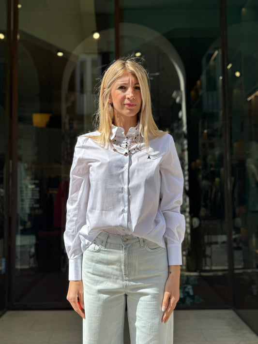 PATRIZIA PEPE camicia con spacco dietro cotone BIANCO