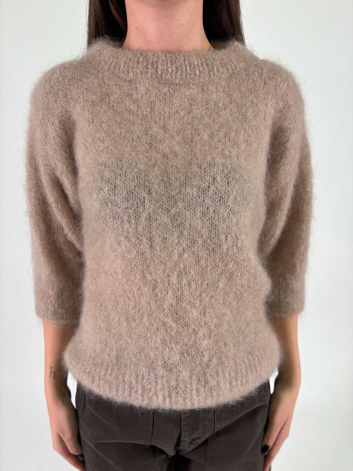 DIXIE maglia mohair m/corta BEIGE