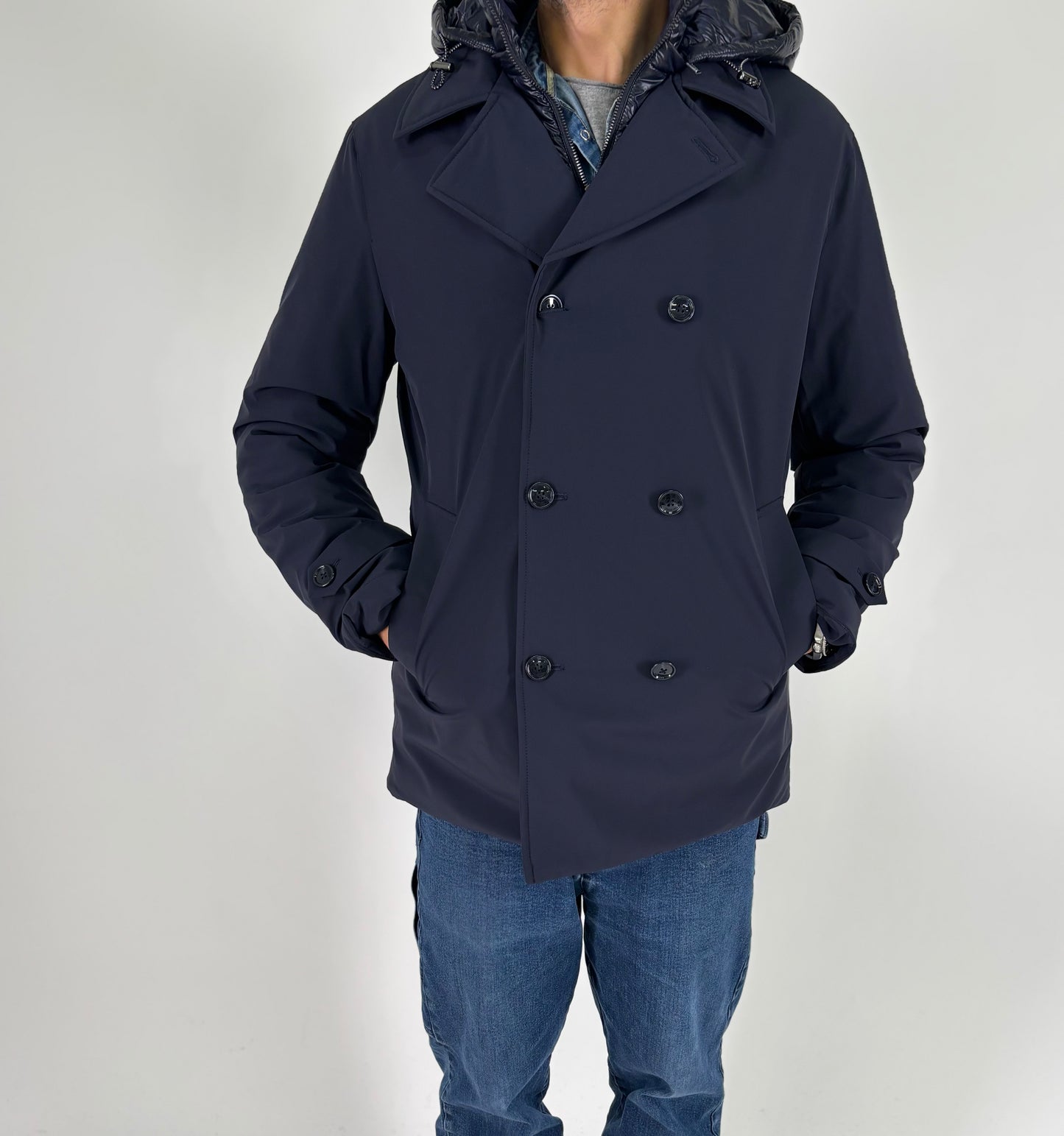 Heskimo Peacoat doppiopetto con pettorina staccabile BLU