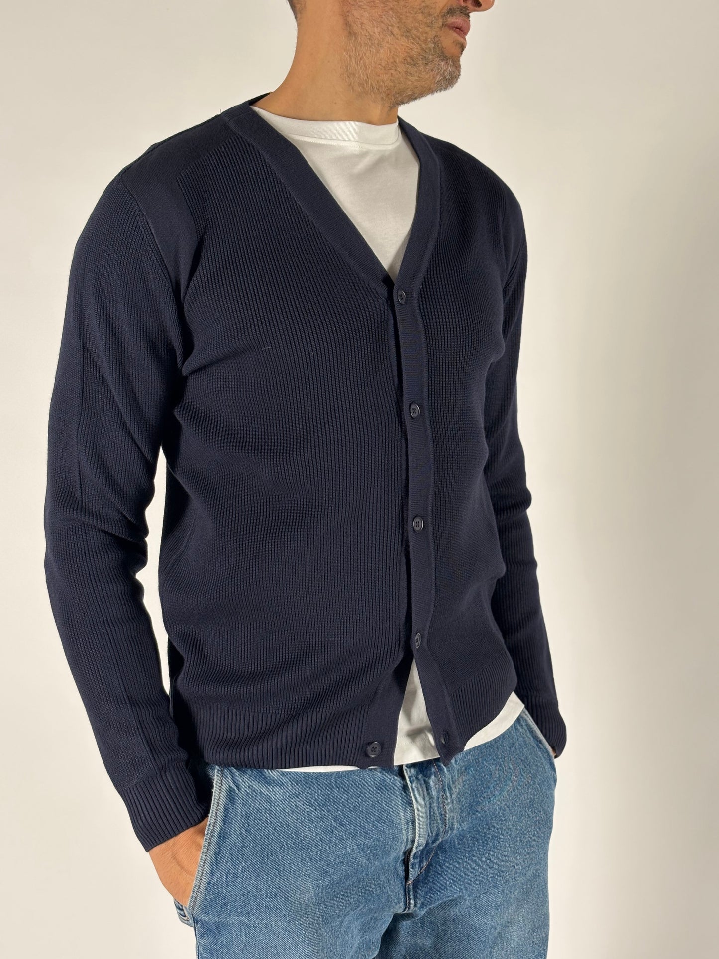 Seinse Cardigan ml V  in viscosa BLU