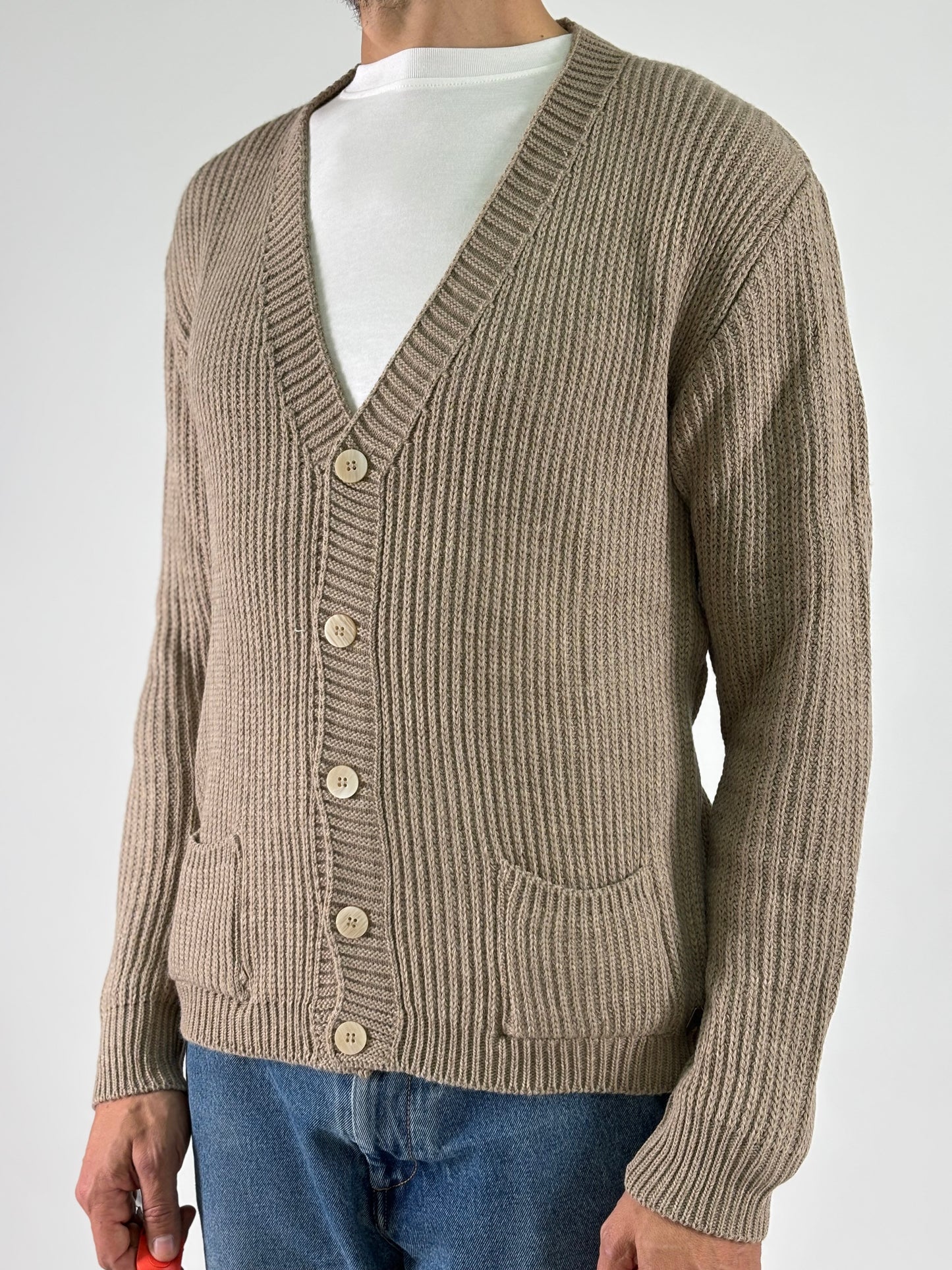 BL11 Cardigan collo V con tasche BEIGE