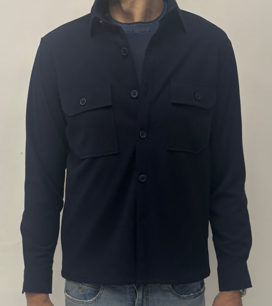 Seince overshirt tessuto operato BLU