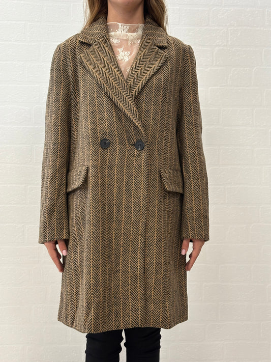 Molly Bracke Cappotto lungo spinato MARRONE/CAMMELLO