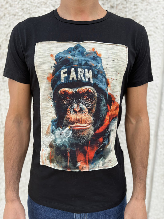 Trepuntonove t-shirt  gorilla sigaretta cappello NERO