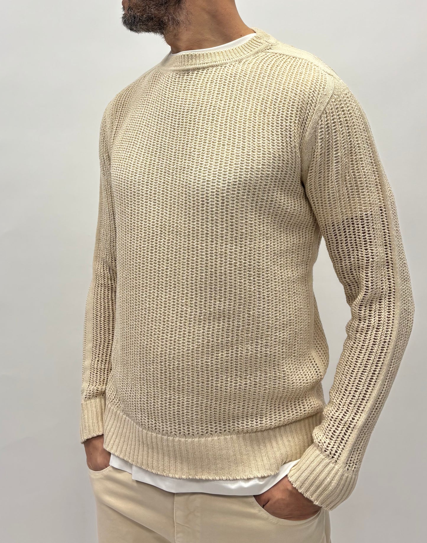 Seinse Maglia m/l girocollo lavorazione a rete BEIGE