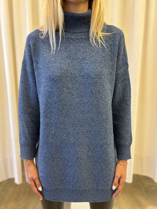 Molly Bracken Maglia over c/alto con paillettes BLU DENIM