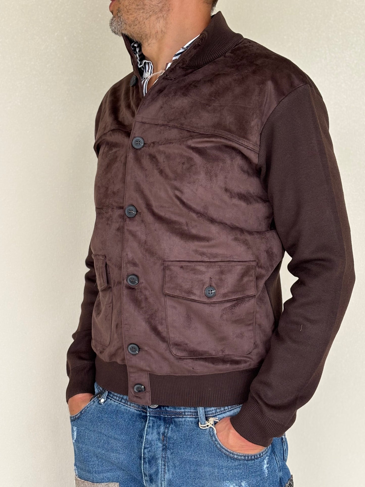 Loft88 Giaccamaglia simil dainetto davanti MARRONE