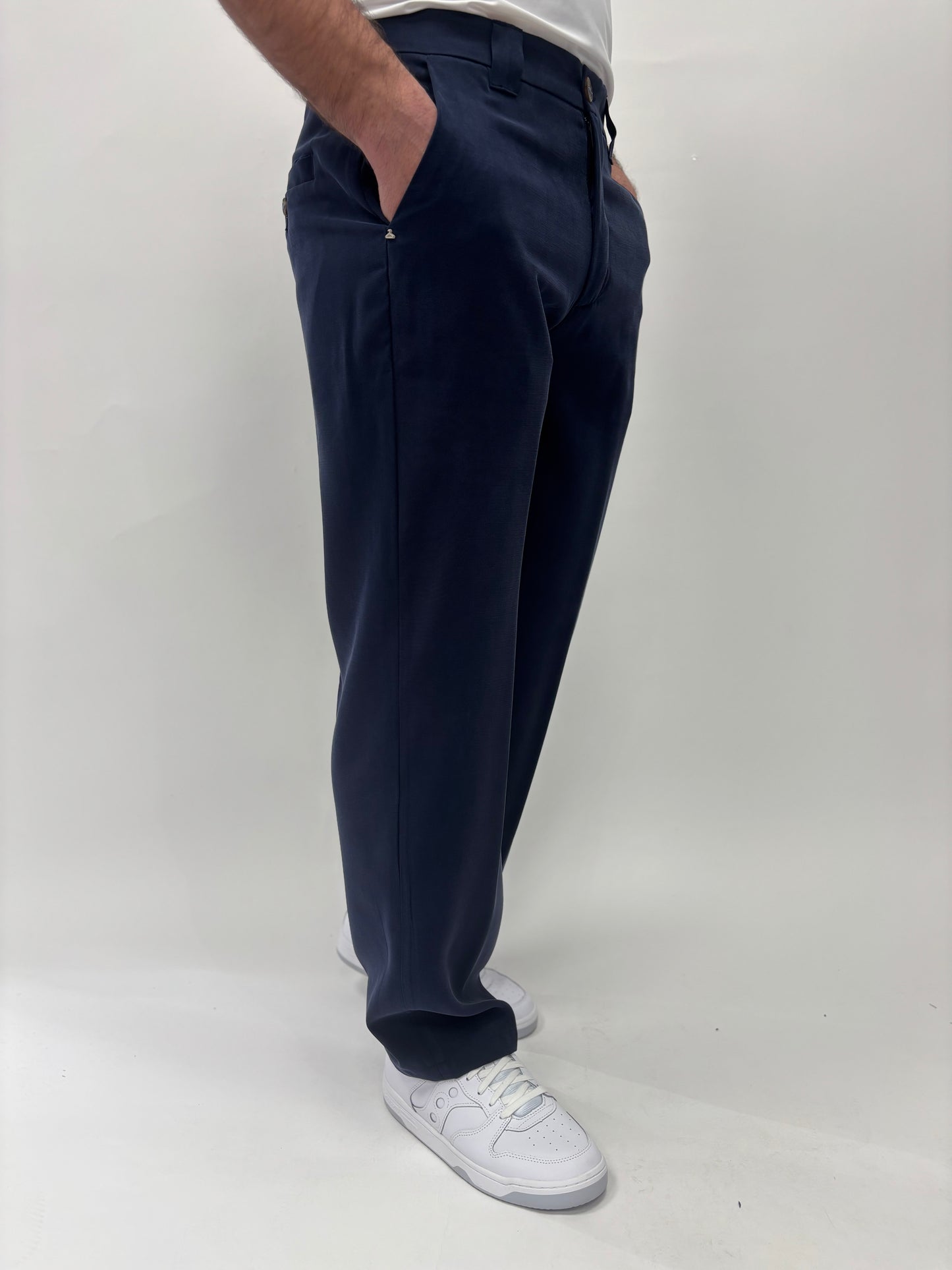 Berna Pantalone tessuto scivolato taglio dritto BLU