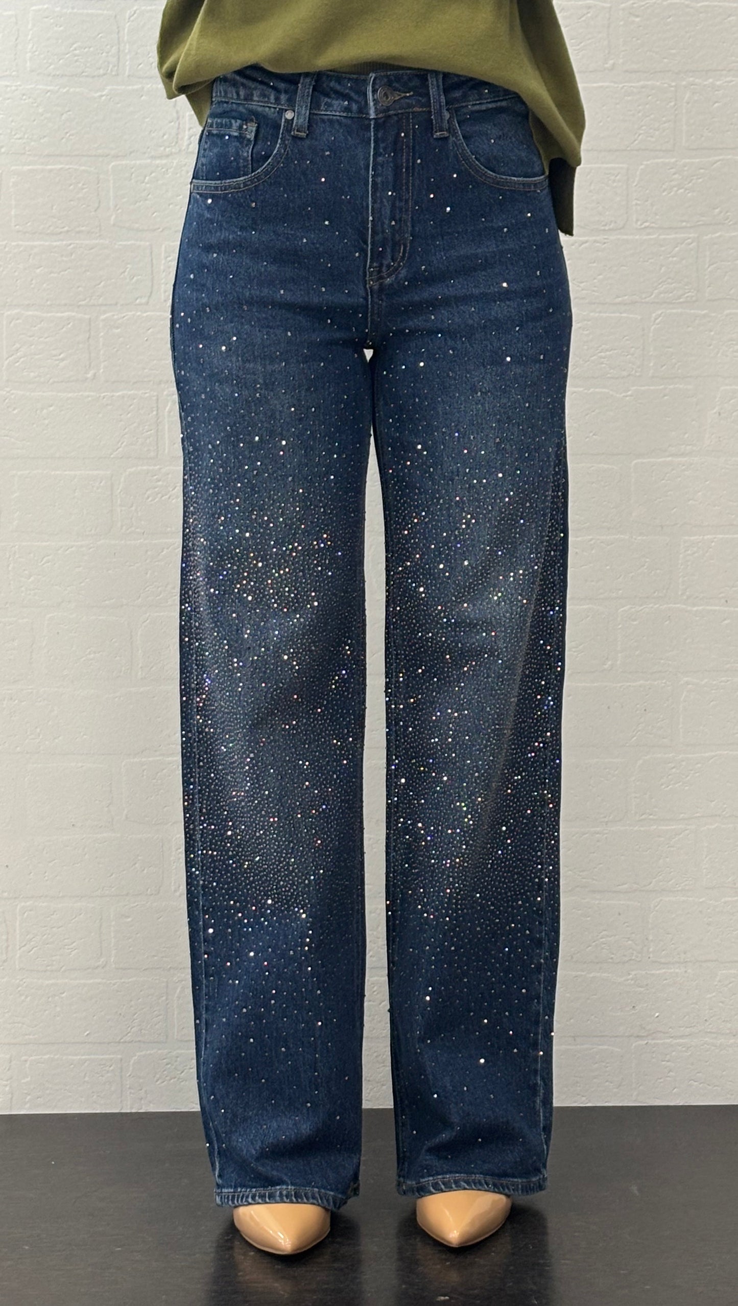 Myastreet Jeans palazzo con punti luce lav. scuro DENIM