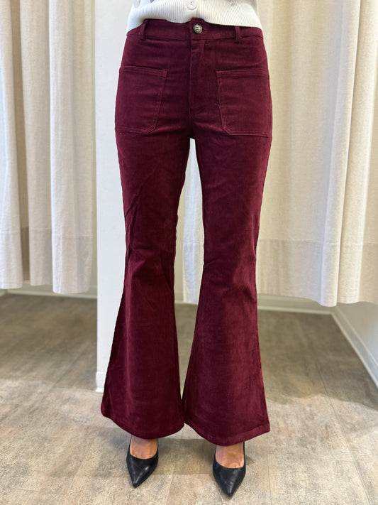 Molly Bracken Pantalone a zampa in velluto a coste BORDEAUX