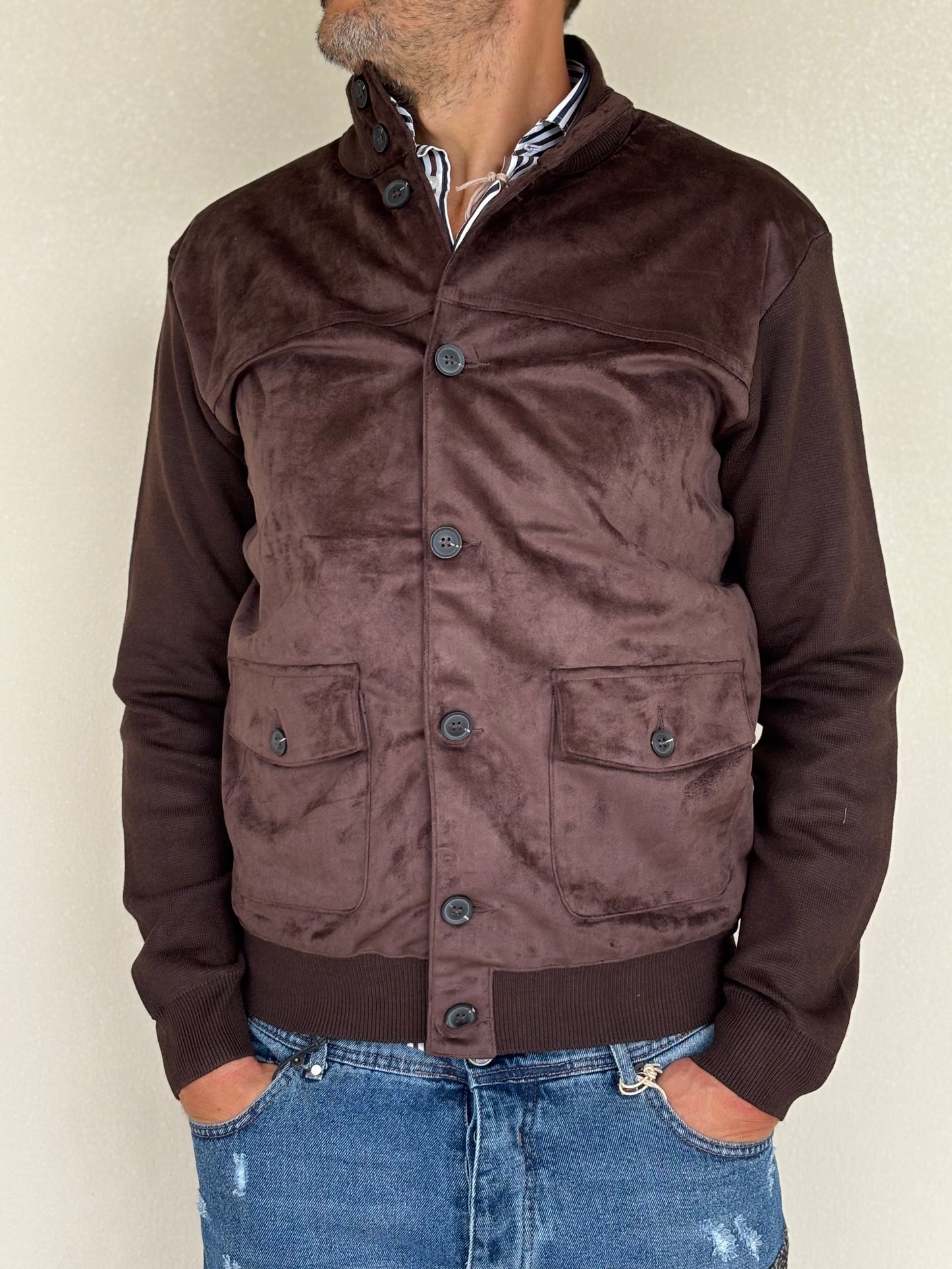 Loft88 Giaccamaglia simil dainetto davanti MARRONE