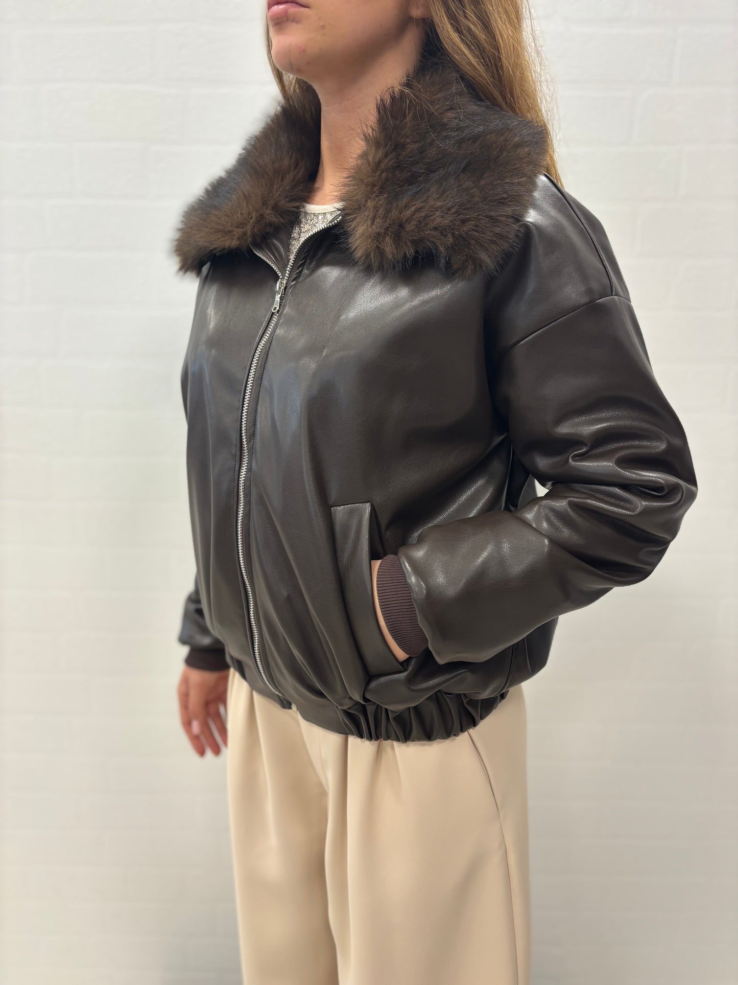 Susy Mix Giubbino ecopelle MARRONE