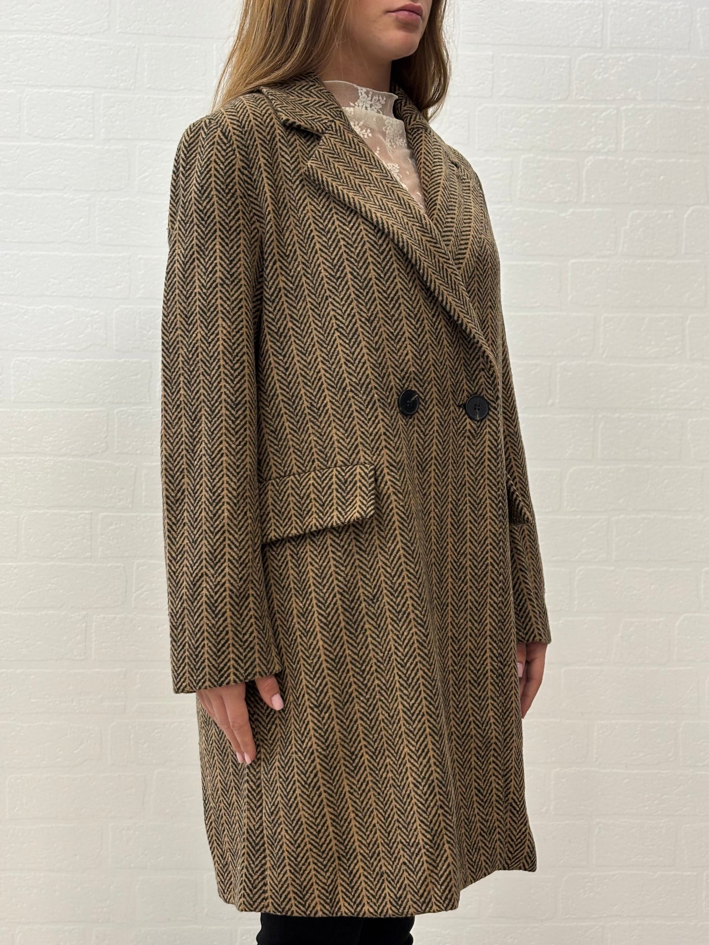 Molly Bracke Cappotto lungo spinato MARRONE/CAMMELLO