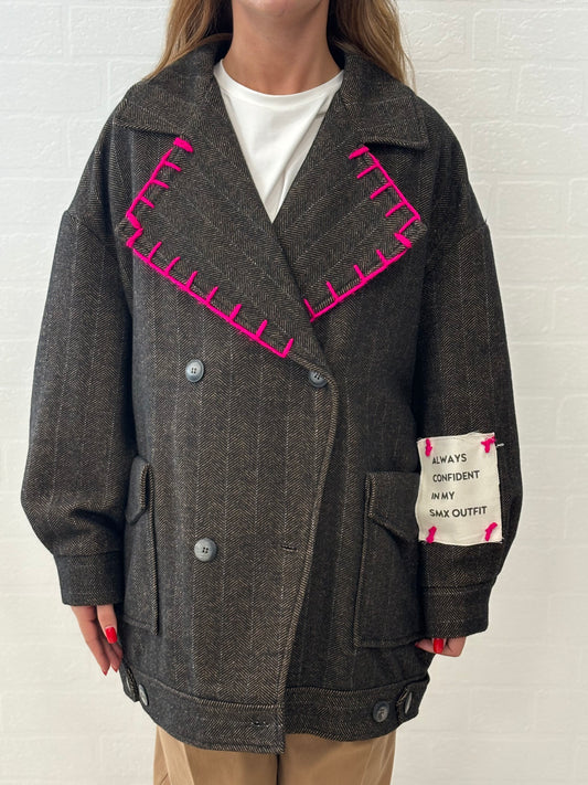 Susy Mix Cappotto over doppiopetto SPINATO