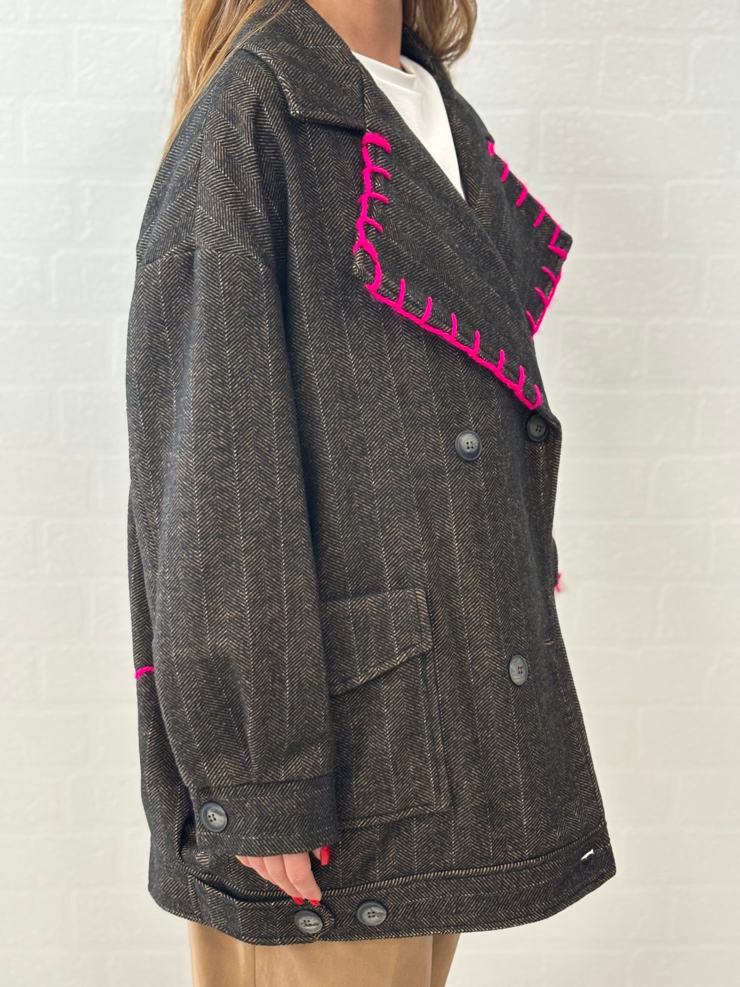 Susy Mix Cappotto over doppiopetto SPINATO