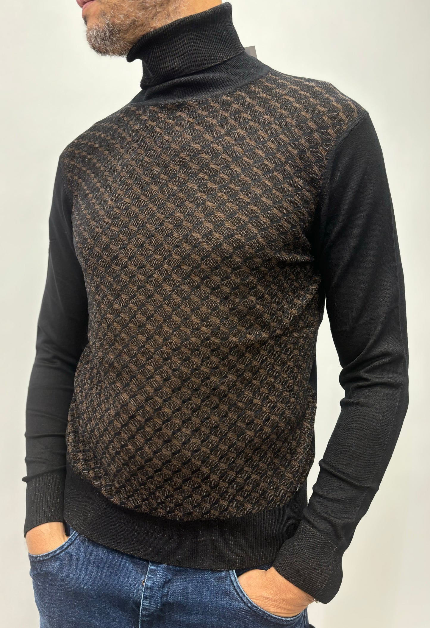 Markup maglia collo alto rombi vanisè MARRONE-NERO